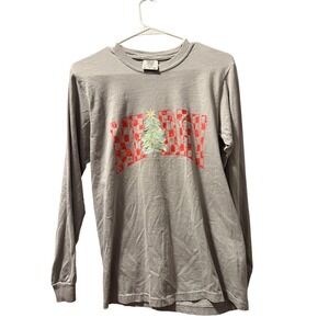 Comfort Colors Long Sleeve Tee Christmas Tree Plaid Graphic Tee Gray Small